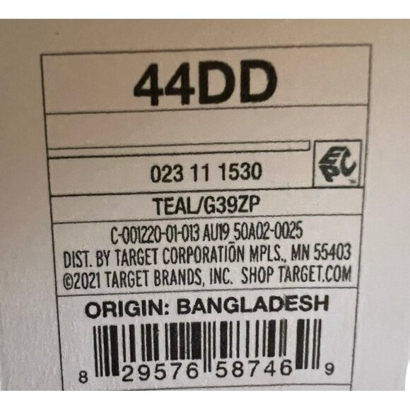 Auden Teal Lace Full Coverage‎ Bra 44DD With Adjustable Straps NWT - Picture 3 of 5